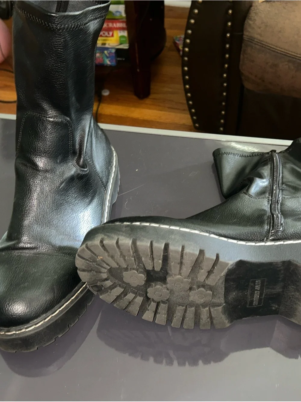 Sincerly Jules Men's Black Leather Side-Zip Boots